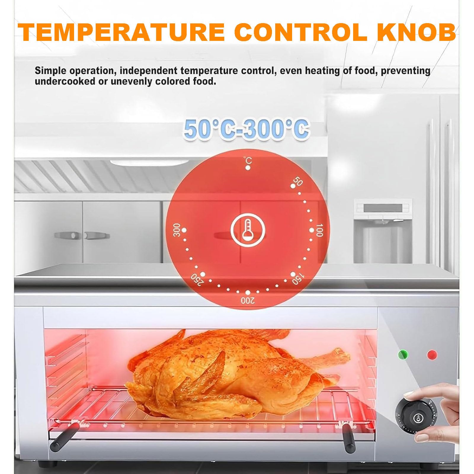 Parrilla salamandra Comercial de 2000 W para Barbacoa, fundidor de Queso, Parrilla de mostrador Comercial, raclette para restaurantes y hogares, Asar filetes y Pescado, 50-300 °C.