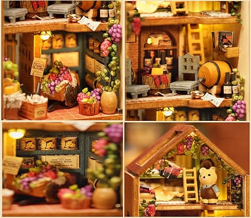 Miniatura 9 de Kit de casa de muñecas en miniatura, juego de casa de cocina de madera 3D, perfecto para mini construcción, regalos creativos, decoración del hogar