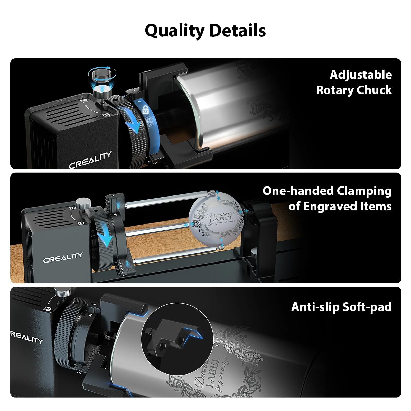 Creality Rotary Roller Pro Upgrade Kit for Falcon A1 Engraver, with Glasses and Risers - Image 3