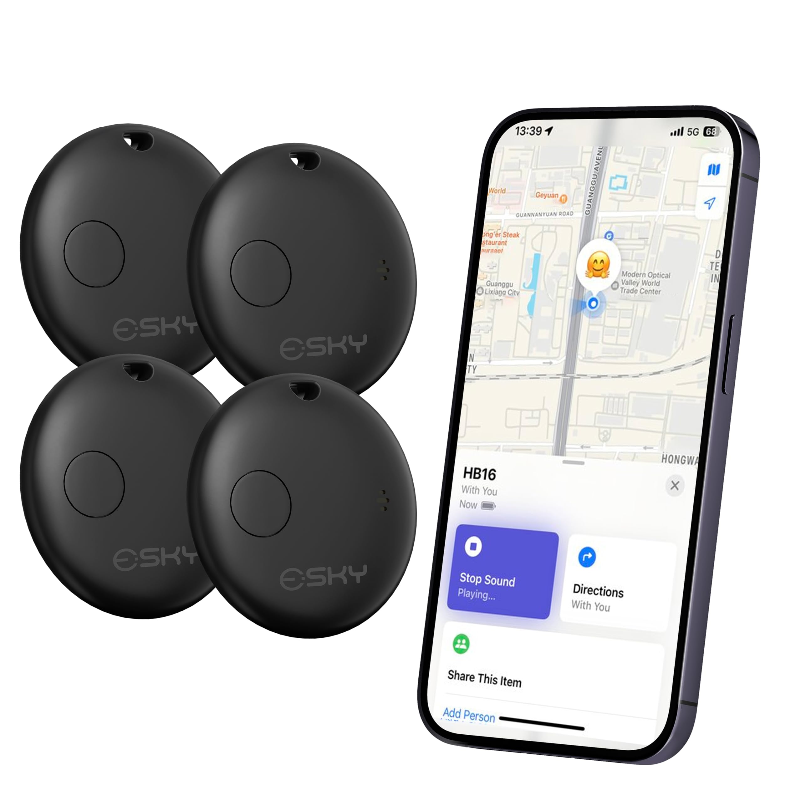 Esky Smart Tracker Tag Air Tracker Tag Compatibile con Apple Dov'è Bluetooth Localizzatore Oggetti Impermeabile IP67 Batteria Sostituibile 4 Pezzi