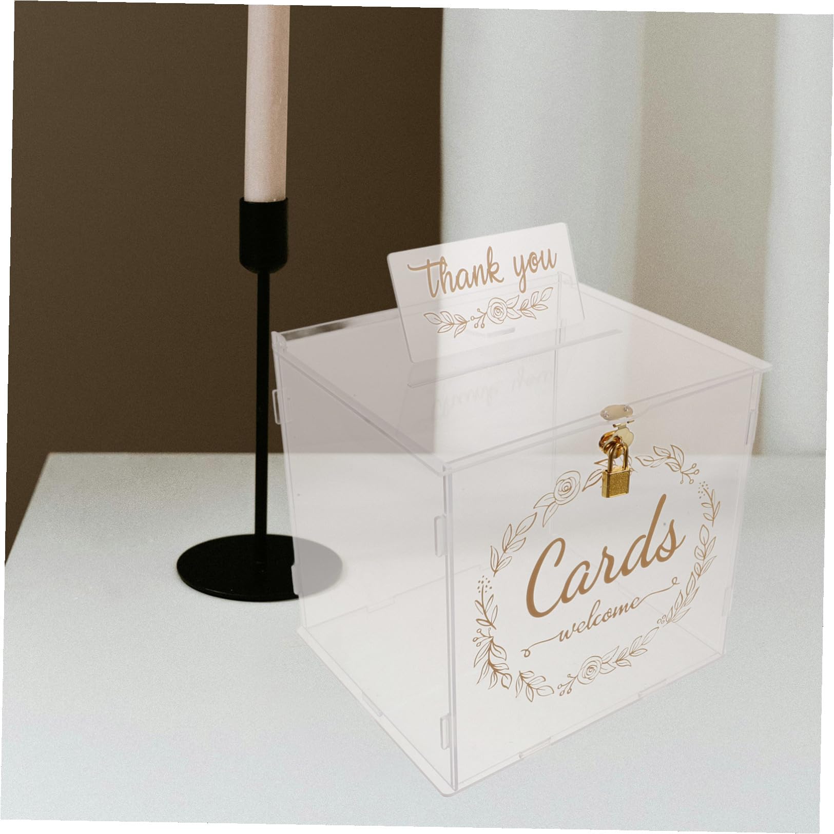 Acrylbox für Hochzeitskarten und Fotos mit Schloss Durchsichtige Kartenbox für Geldgeschenke und Erinnerungen bei Hochzeitsfeiern