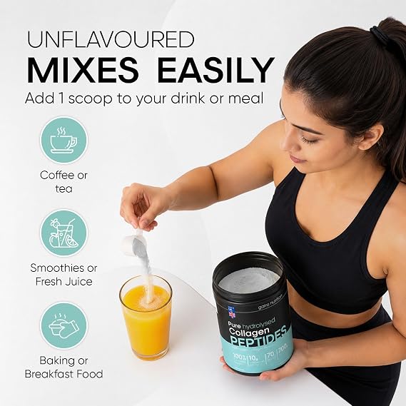 GN Collagen Peptides Powder | Hydrolyzed Bovine Collagen Powder - 700g | Unflavoured & Unsweetened Collagen Supplements for Women & Men with Essential Amino Acids | Allergen Free