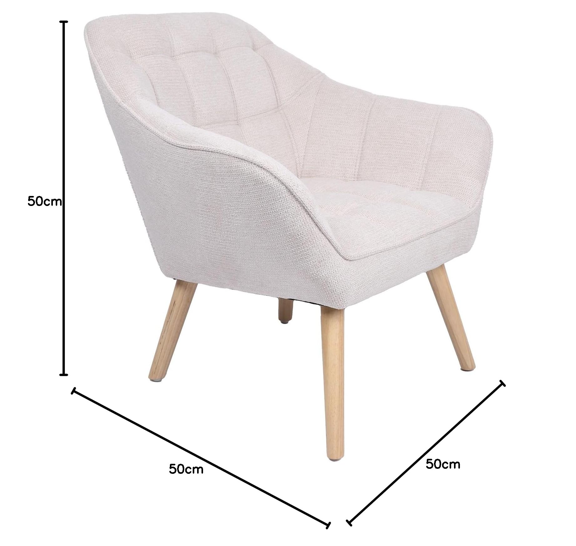 DRW Poltrona in Tessuto e Legno in Beige e Naturale, Medidas: 74x76x83 cm