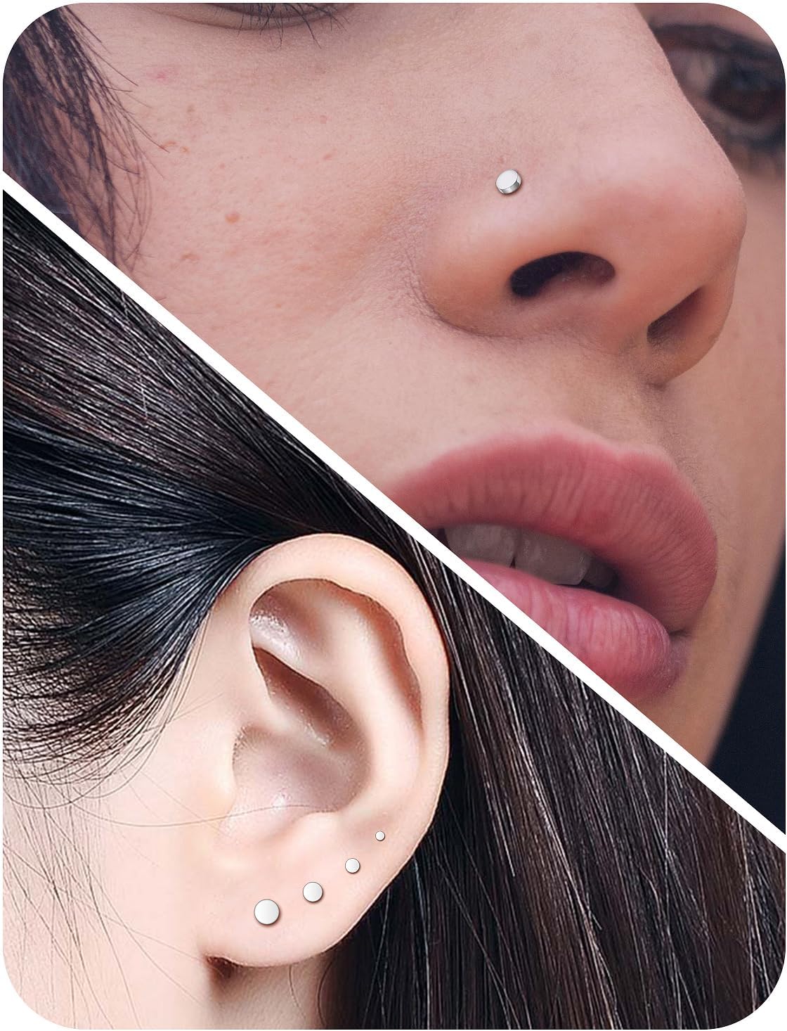 18G 20G 22G Astm F136 Titanium Nose Rings Studs Piercing Jewelry for Women Men Nose Nostril Piercing Jewelry Top Flat 1.5mm 2mm 2.5mm 3mm 4 Pair - Image 6