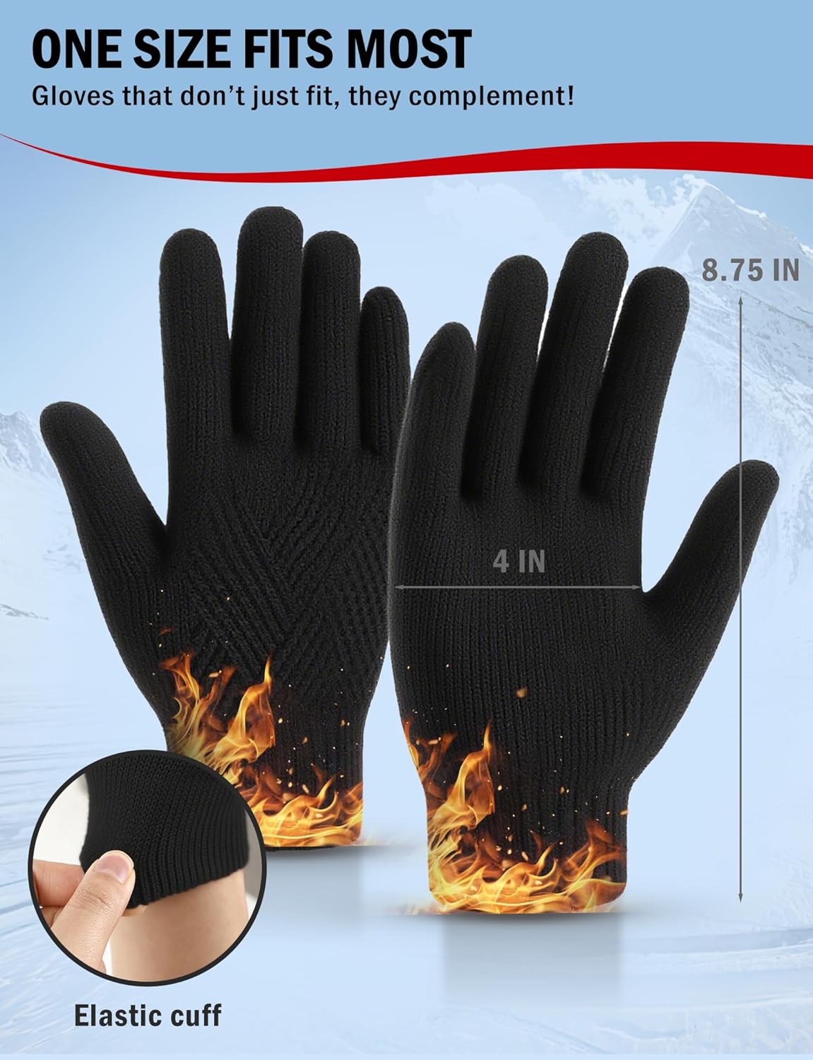 AURUZA Thermal Gloves for Women Touch Screen Knit Stretchy Gloves for Outdoor Activities Skiing Hiking Work and Running - Image 2