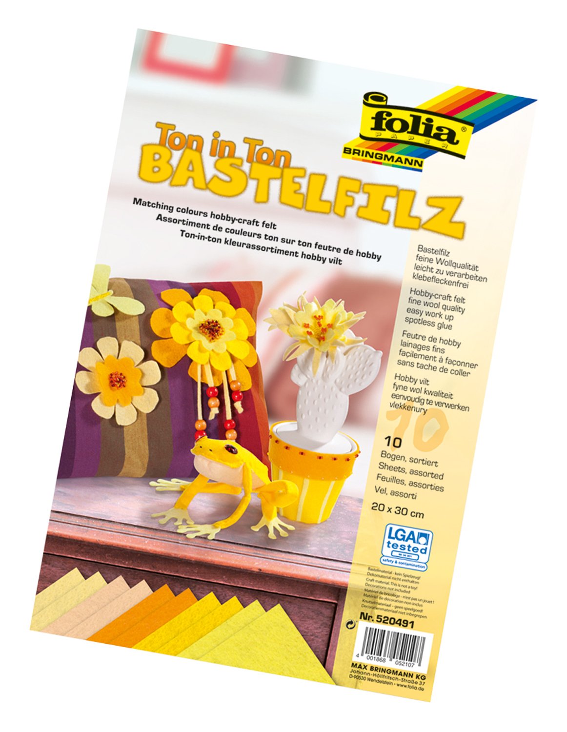 folia 520493 Crafting felt colour gradient (20 x 30 cm, 10 sheets assorted)