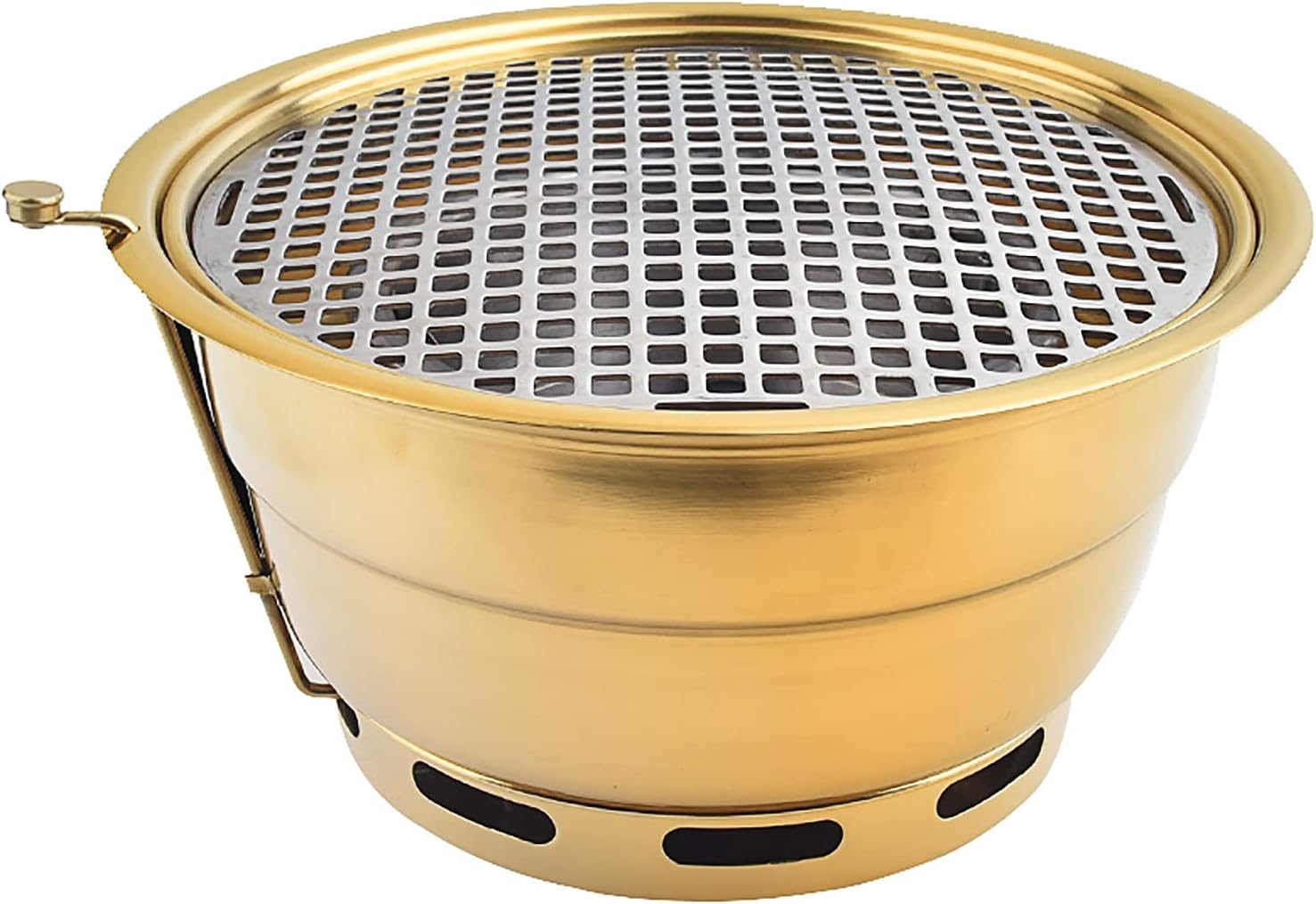 Portable BBQ Grill, Stainless Steel Charcoal BBQ Smoker Grill With Lid And Carbon Box 34x17cm For 6-10 People(D)