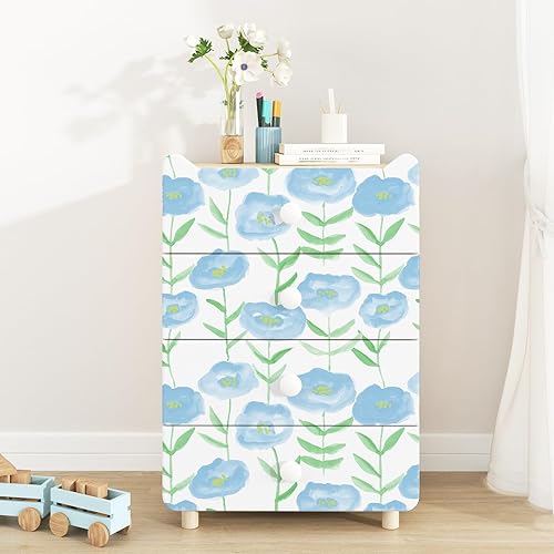 Miniatura 9 de Papel tapiz floral azul para despegar y pegar, papel de contacto de flores lindo para gabinetes, papel tapiz autoadhesivo impermeable para