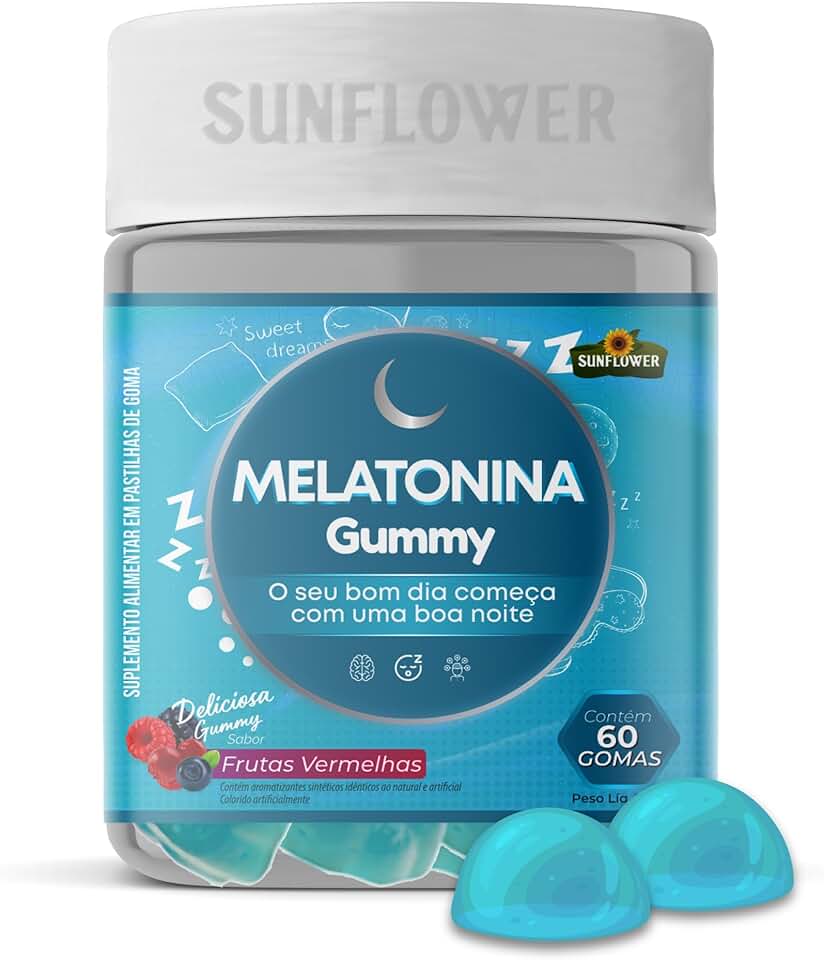 Melatonina - Melatonina Gummy - Melatonina em Goma 210mcg 60 gomas Sunflower