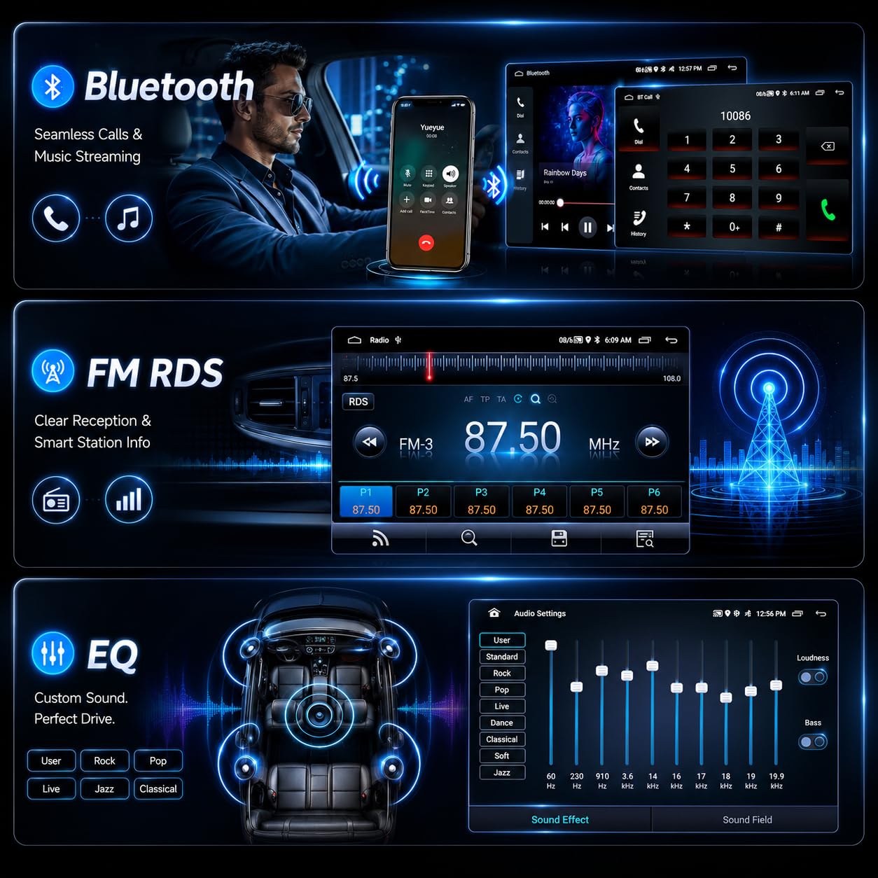 Radio Coche Bluetooth Opel Astra h/Zafira b/Vivaro/Meriva/Vectra/Combo/Antara/Vectra/Signum con Android Auto CarPlayWireless 7 Radio Coche Pantalla GPS Coche Camara SWC FM RDS