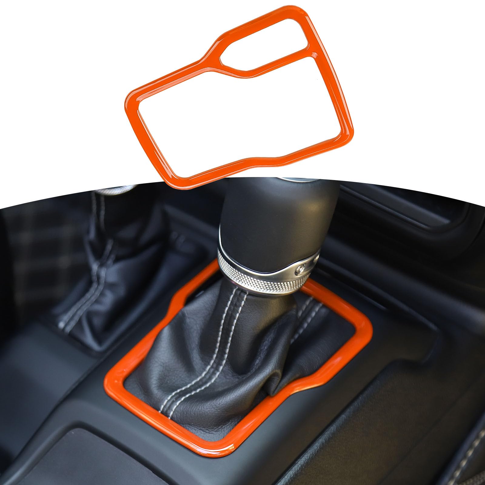 Gear Shift Panel Trim Cover ABS Frame for Jeep Wrangler Accessories 2018-2021 JL JLU Gladiator JT Sport X Sahara Rubicon Orange Color