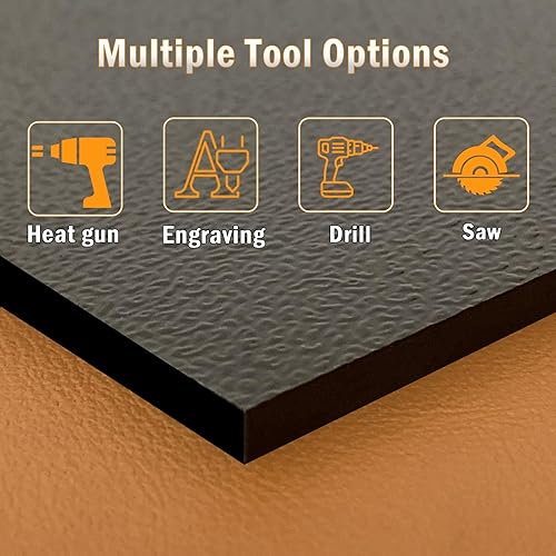 Miniatura 3 de Hoja de plástico ABS de 14 de pulgada de grosor de 8 x 12 pulgadas (paquete de 2), panel moldeado rígido negro con diferentes superficies (parte