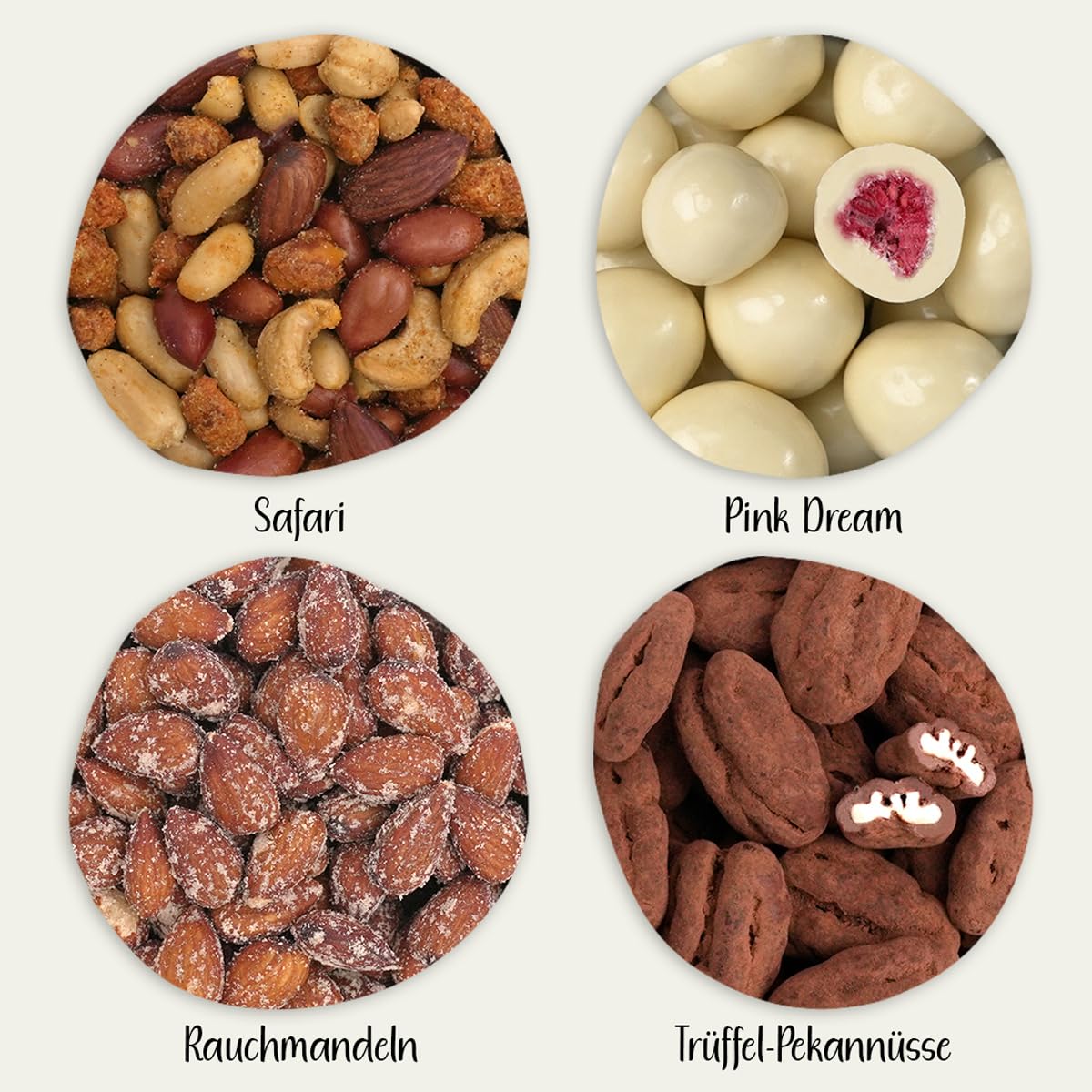 KERNenergie Geschenkset In Holzbox - frisch geröstete Nüsse in eleganter Holzbox, Nussmischungen, schokolierte Nüsse & Früchte und gebrannte Haselnüsse - Ein Geschenk für Jeden Anlass – 750g