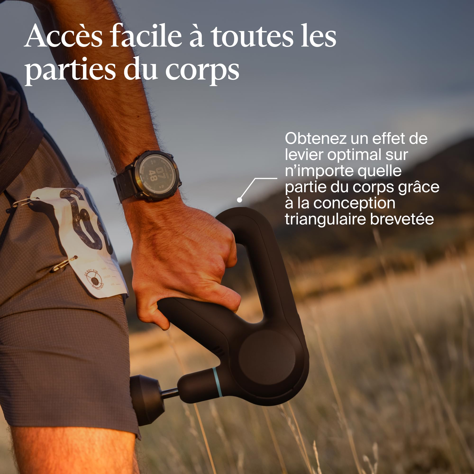 Theragun Prime Percussion Pistolet de massage portable Soulagement des douleurs du cou et du dos des tissus profonds, masseur électrique portatif, chargement Bluetooth et USB-C, 5e génération