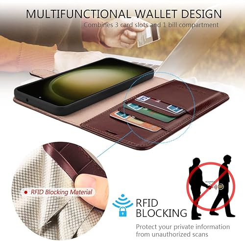 Miniatura 10 de Belemay Funda tipo cartera para Samsung Galaxy S24 Ultra - Funda de piel auténtica con tapa - Tarjeteros con bloqueo RFID - Funda para teléfono con