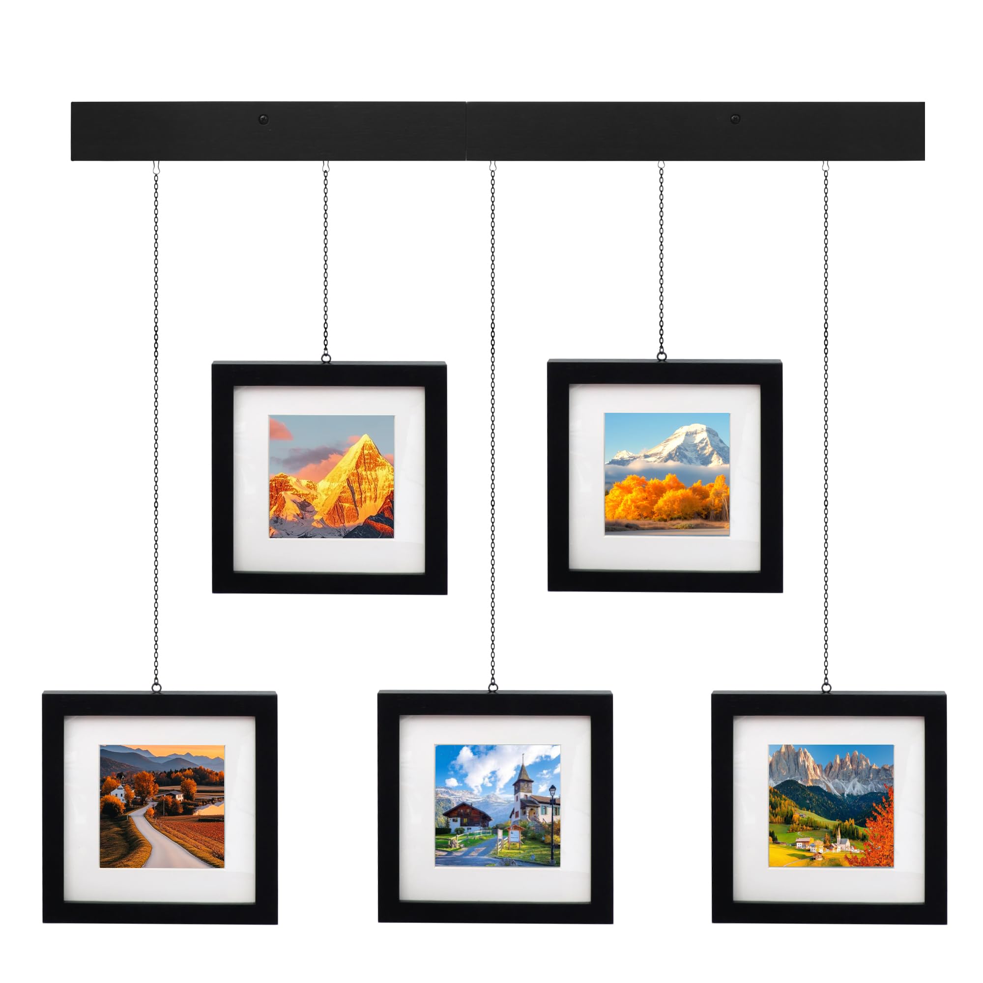 FURAOMEILI Black Gallery Picture Frame Set of 5, 7x7 Inch Collage Photo Frames, Use Wall Mount Display Frames for Entryway Stairwell Bedroom Home Decor