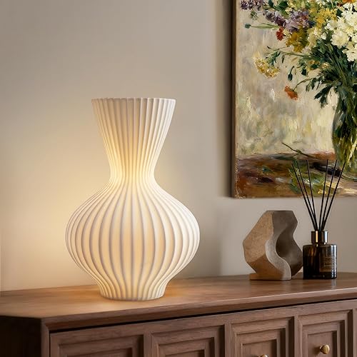 Miniatura 1 de RONDURE Lámpara de mesa moderna de cerámica de 11.6 pulgadas, lámparas de noche modernas para dormitorio, sala de estar y mesita de noche, pantalla