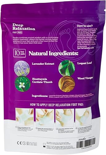 Miniatura 2 de Nuubu Almohadillas para pies de lavanda, parche natural de hierbas japonesas de limpieza profunda, paquete de 10