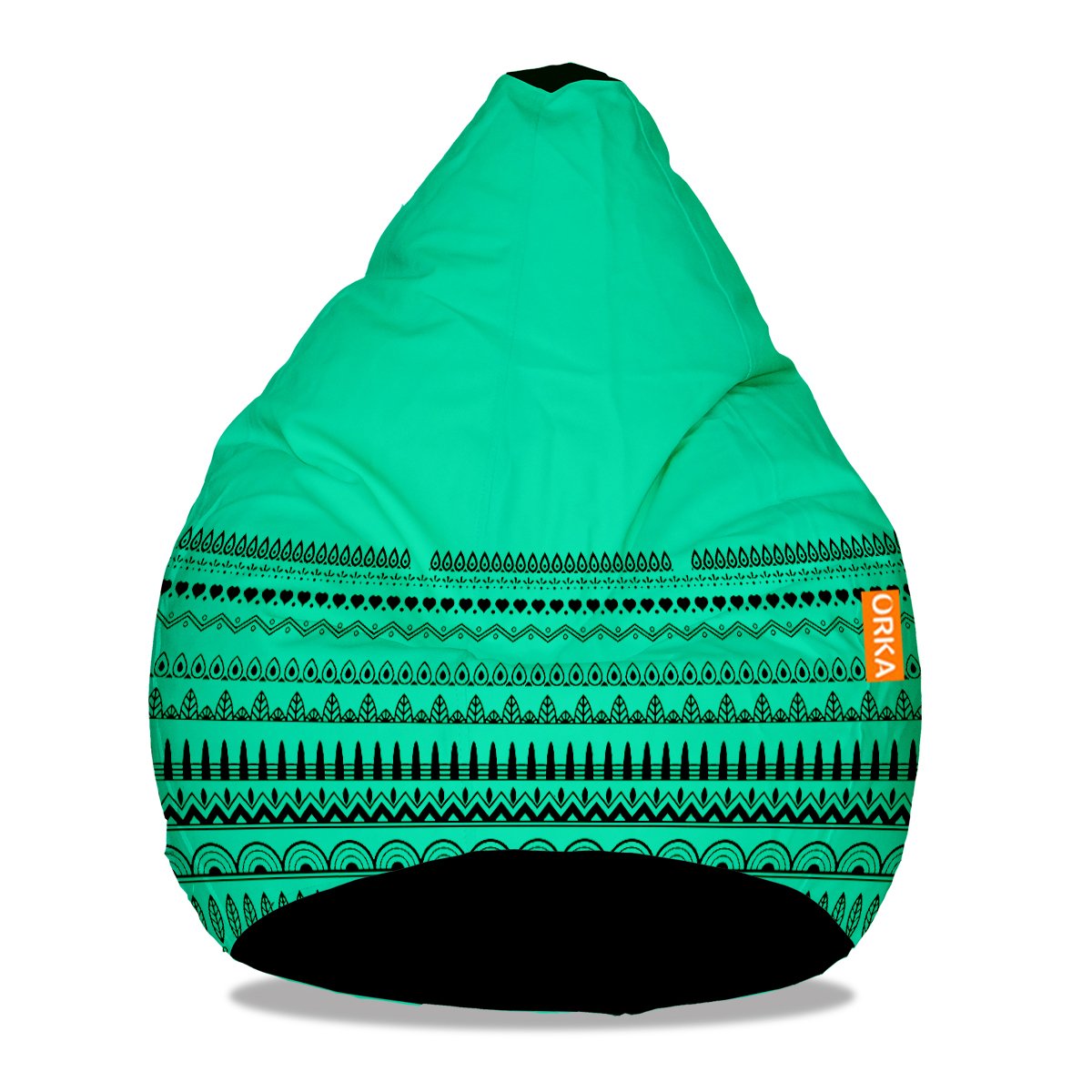 Orka Digital Printed XXL Bean Bag Filled with Beans Sea Green, Black