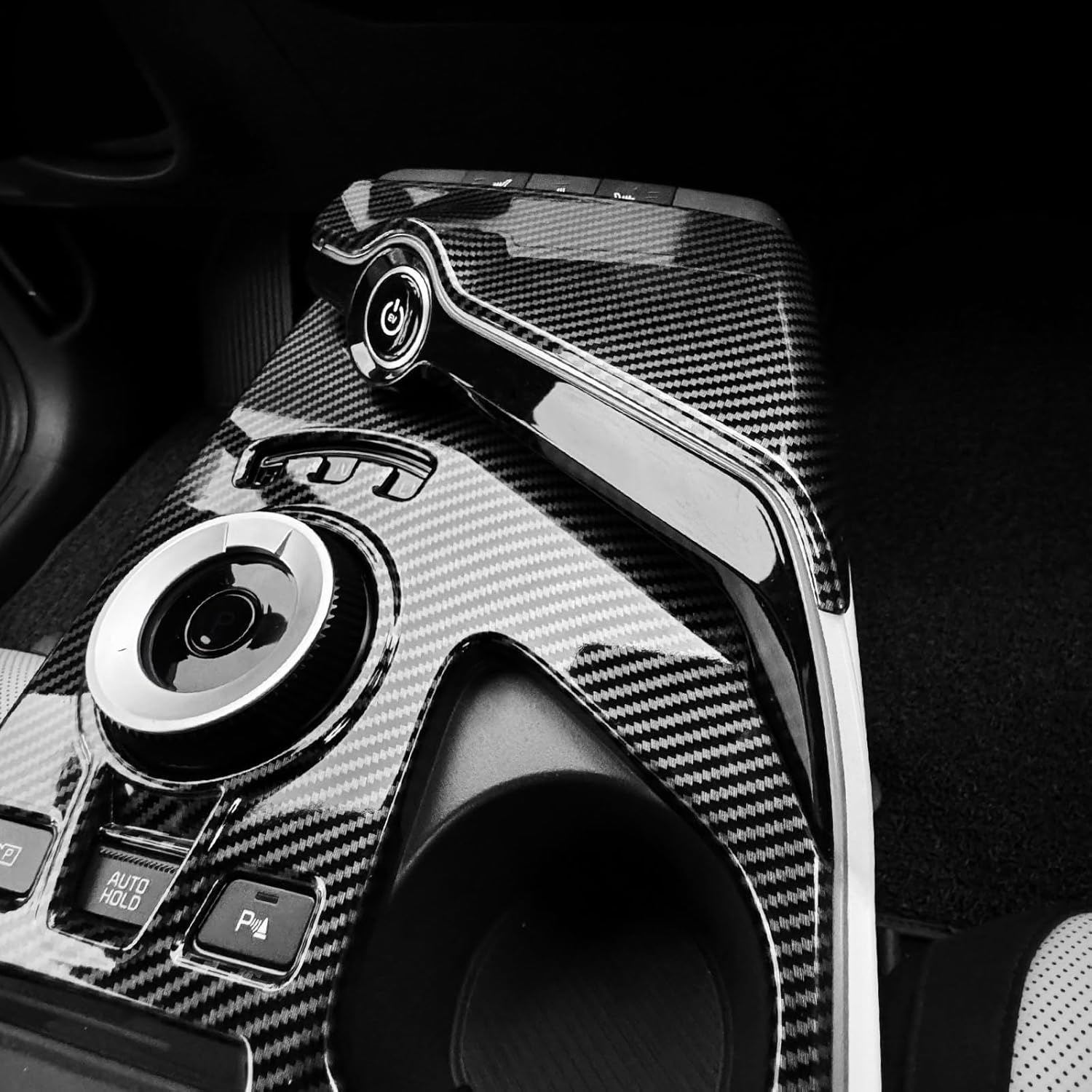 YOUTOOCAR 2PCS Gear Shift Panel Trim Covers Compatible with Kia EV6 2022-2026 Accessories (Carbon Fiber Pattern)