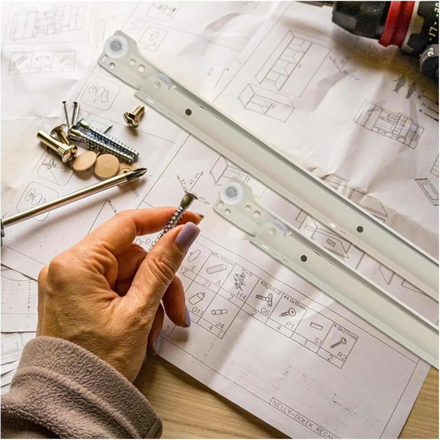 Full Extension Drawer Slides 2pcs Full Extension Drawer Slides Cold Rolled Steel Household