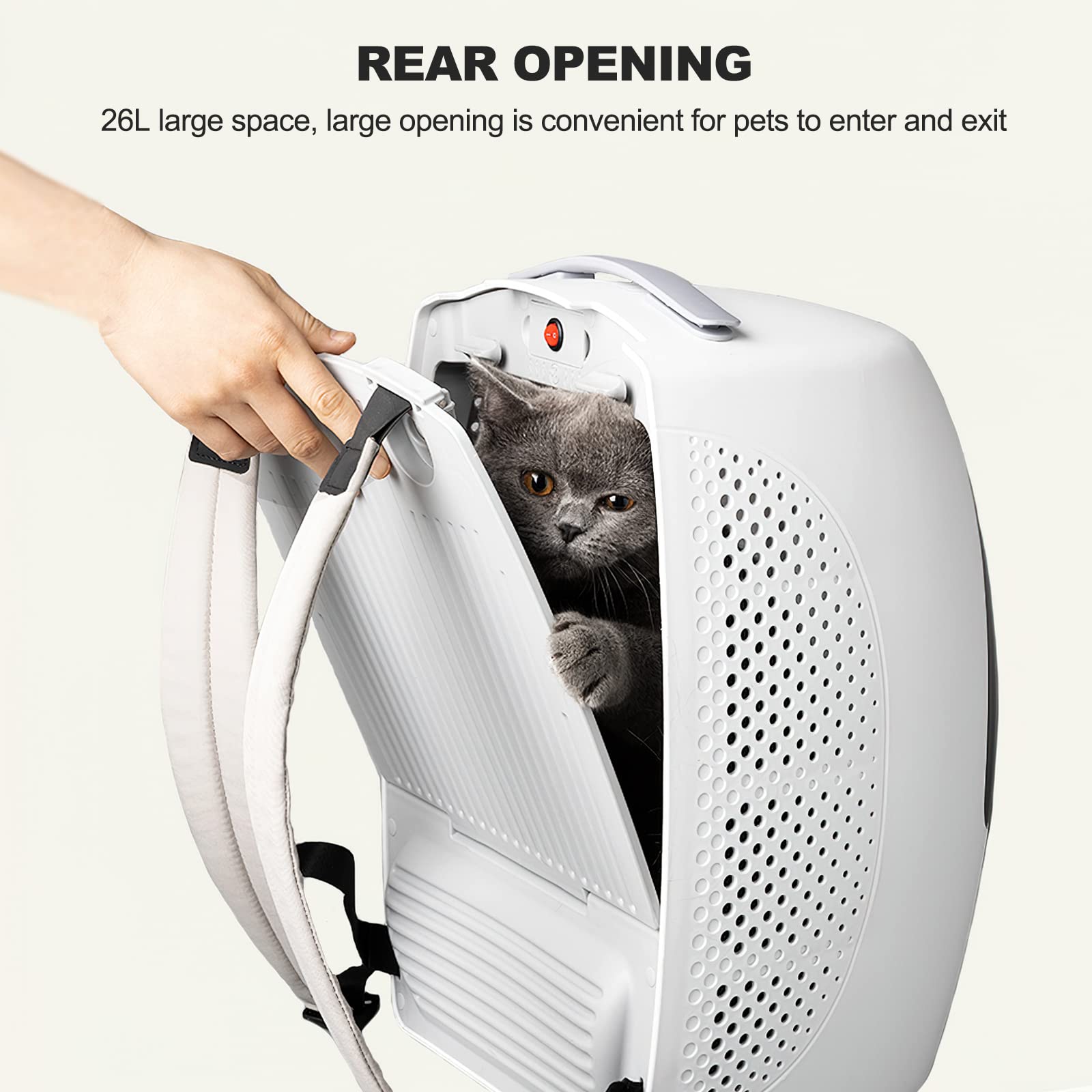 Galatée Zaino Per Gatti, Trasportino Per Zaino Per Animali Da Viaggio Ventilato Con Finestra Trasparente, Trasportino Per Zaino Per Gatti Con Ventola Incorporata, Zaino Da Viaggio Per Cani(Bianco)
