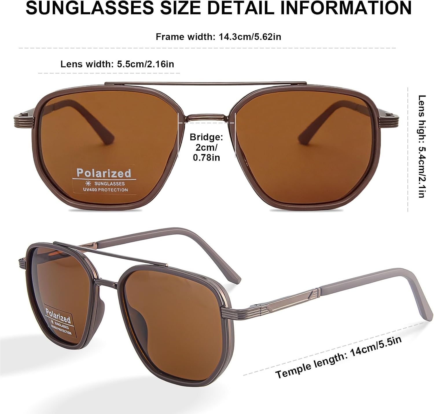 Polarized Sunglass, Retro Sunglasses Men Full Frame Sun Protection for Driving Fishing UV 400 Unisex - Image 3