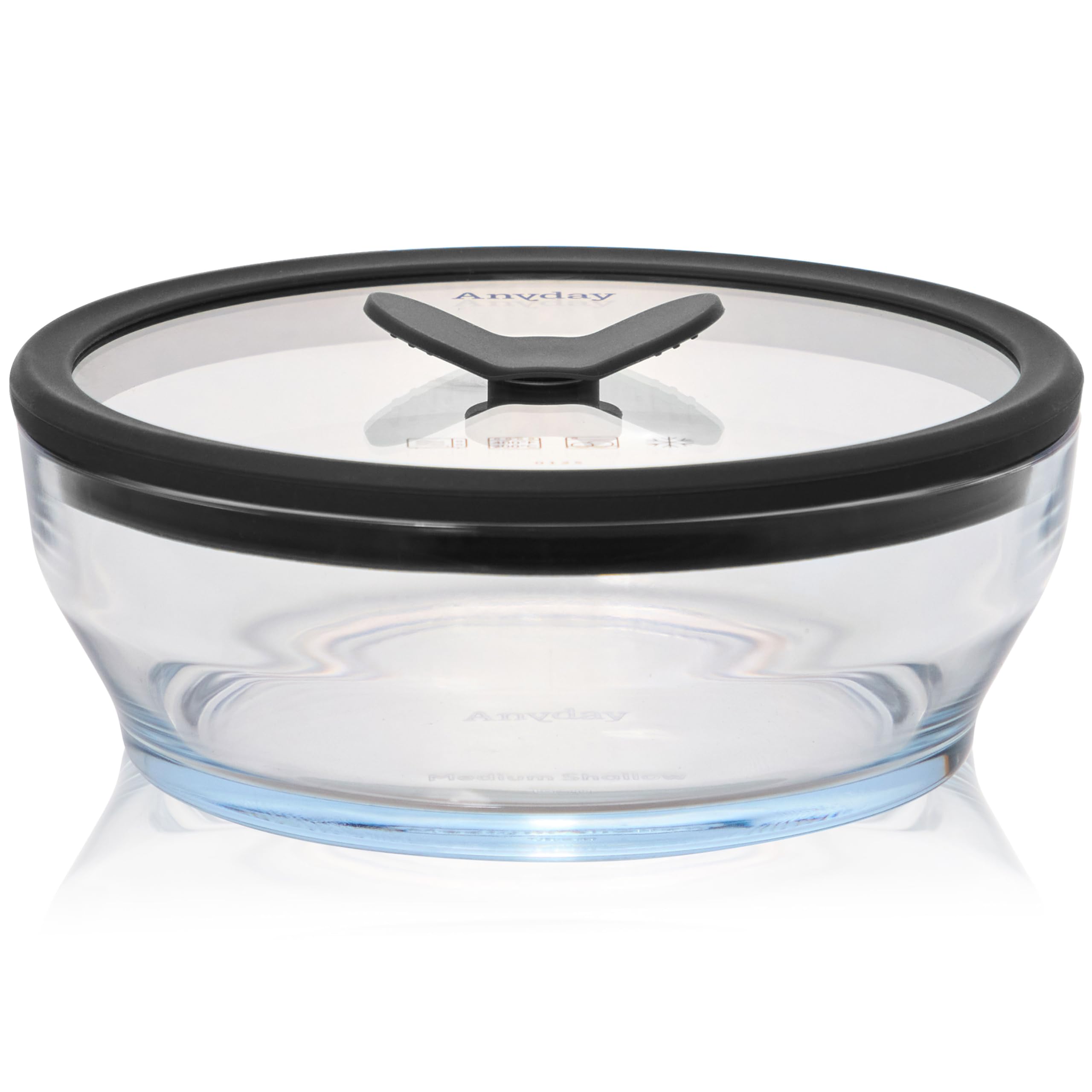Anyday 4-Cup Glass Microwave Steamer & Food Storage (Clear Black Sesame) | Glass Lids, Ro…