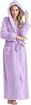 Hellomamma Long Hooded Robe for Women Luxurious Flannel Fleece Full Length Bathrobe Winter Warm Pajamas Shower Nightgown