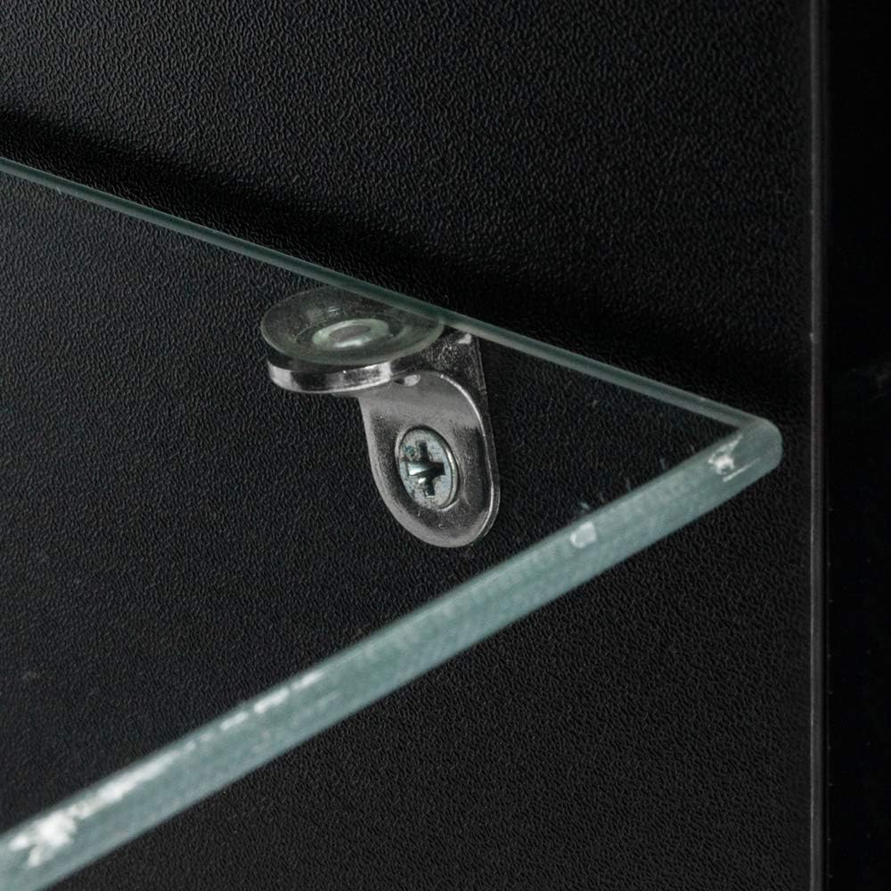 HopeHope Entertainment Armoires Modern TV Stand with LED Light Wood Television Stand Media Storage Console Cabinet with Drawer and Shelves Entertainment Center Living Room Bedroom Furniture - Black