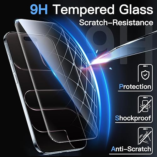 Vista 62 de JETech Protector de pantalla para iPhone 15 Pro Max de 6.7 pulgadas, película de vidrio templado con herramienta de fácil instalación, compatible