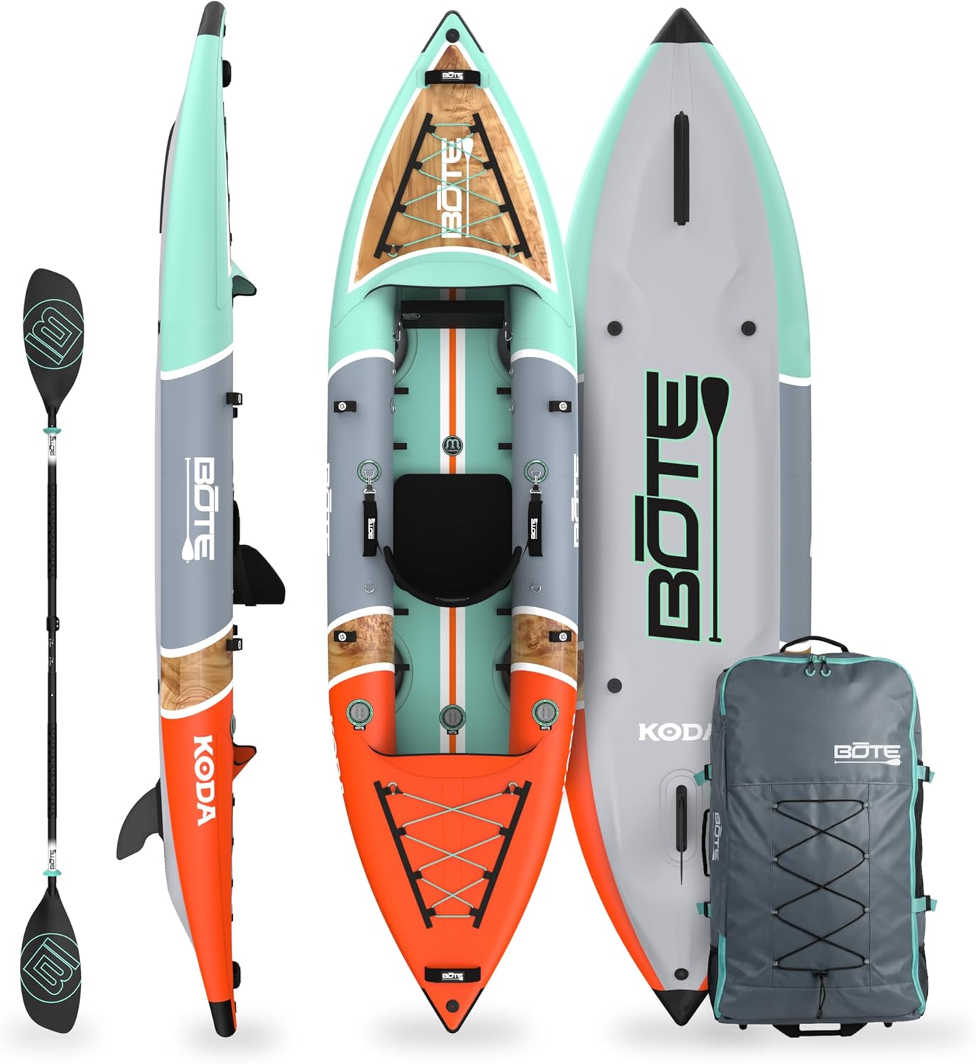 BOTE Koda Aero Inflatable Kayak Packable for Single Rider Adults Kids Family Friendly Blow Up Fishing MAGNEPod Compatible, Multiple Sizes