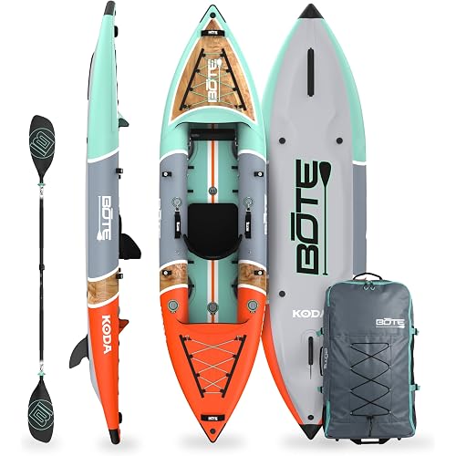 BOTE Koda Aero Inflatable Kayak Packable for Single Rider Adults Kids Family Friendly Blow Up Fishing MAGNEPod Compatible, Multiple Sizes