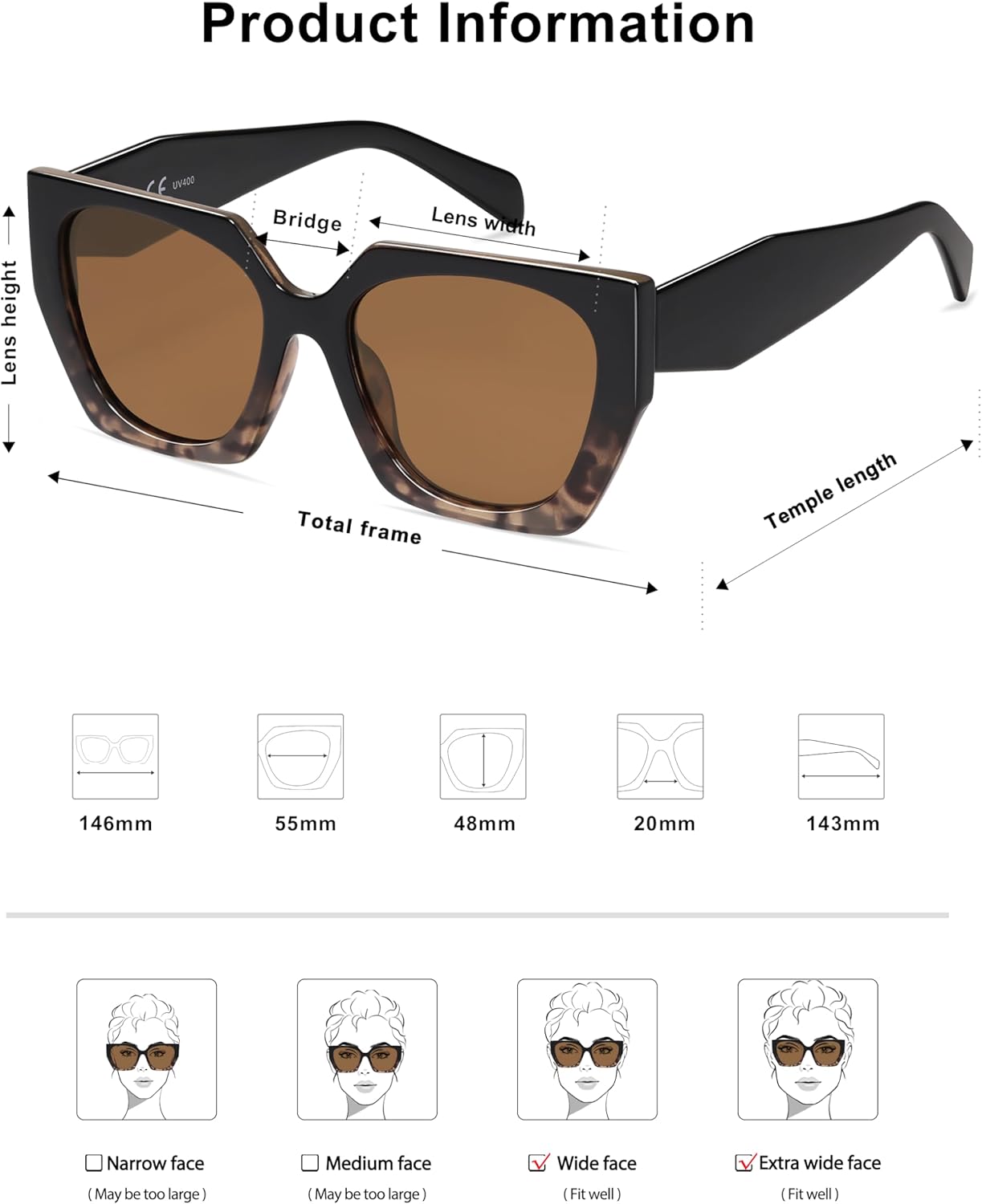 SOJOS Large Oversized Polarized Sunglasses for Women, Big Designer Womens Trendy Square Shades SJ2205 - Image 4