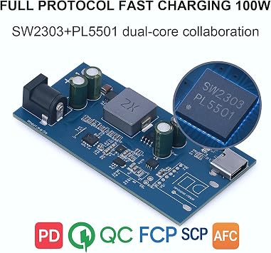 Universal Fast Charging Module, 100W Full Protocol PD QC FCP SCP AFC SFCP PE Fast Charging Module SW2303 PL5501 Buck Boost Charge Board, Type-C Output