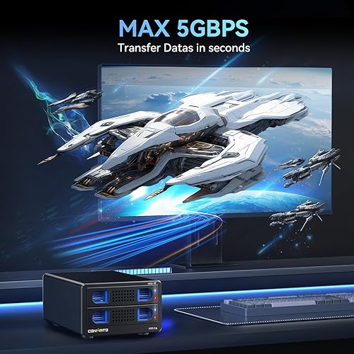 Miniatura 3 de Caja de disco duro de aluminio de doble bahía con ventilador de refrigeración para 2.5"3.5" SATA HDDSSD con USB AC 3.0, soporte intercambiable en