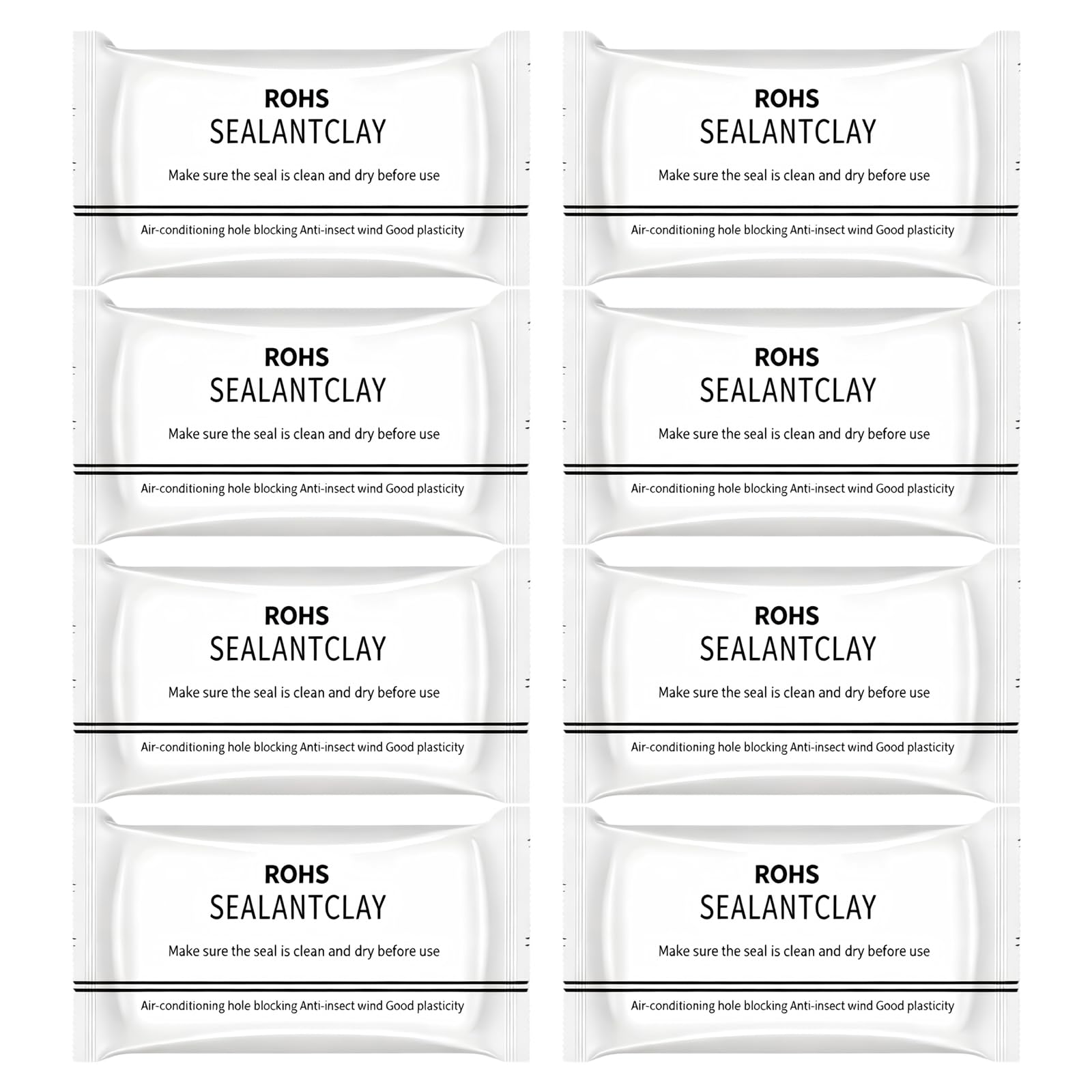 8 Pack Waterproof Sealant Mastic Clay: 240g Total, White Repair Sealing Clay Moldable Putty for Pipe Gaps Air Conditioning Hole Wall Corners Versatile Repair, Solution for Wall, Sink, Vent 30g/Pack