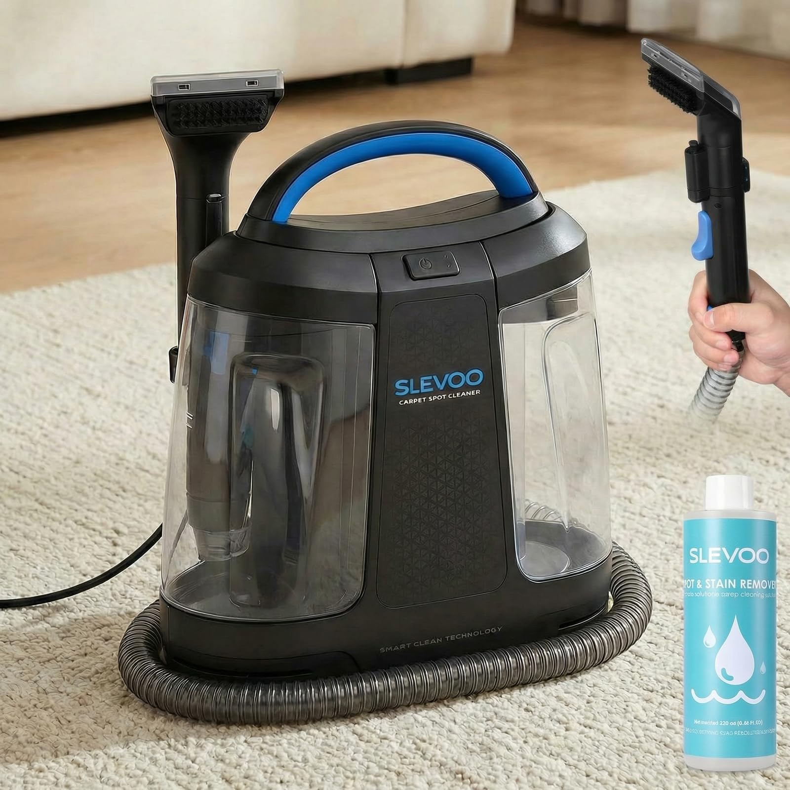 450W Powerful Portable Carpet Upholstery Spot Cleaner Machine Free Cleaning solution Included 18Kpa Power Suction With Tools For