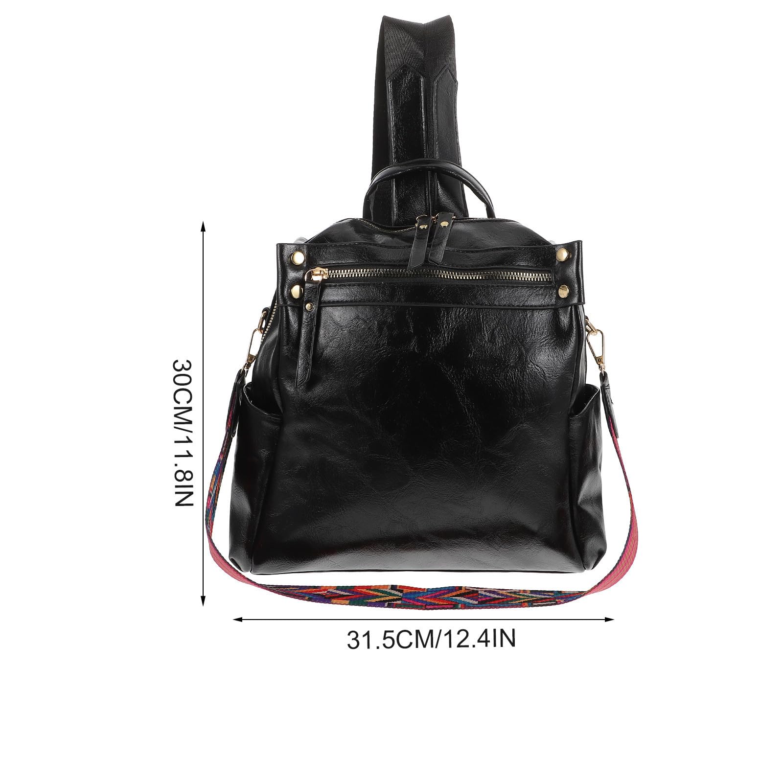 BESPORTBLE Zaino Casual in Pu Resistente All'acqua Design Cerniera, per Festa Scuola Decor, Viaggio e Utilizzo Quotidiano, Facile da Pulire e Capiente