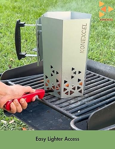 Miniatura 6 de Konexcel Arrancador de chimenea de carbón resistente para barbacoa, herramienta rápida de arranque de parrilla de carbón de fácil uso, diseño