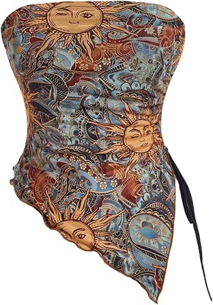 Milumia Women's Boho Crop Top Y2k Asymmetrical Bandana Tube Top