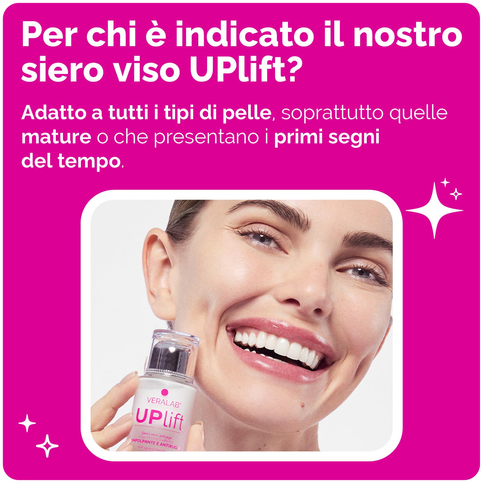 Veralab Uplift, Siero Viso Antirughe, Rimpolpante e Illuminante con Oli Nutrienti e Peptidi, Adatto a tutti i Tipi di Pelle, 30ml