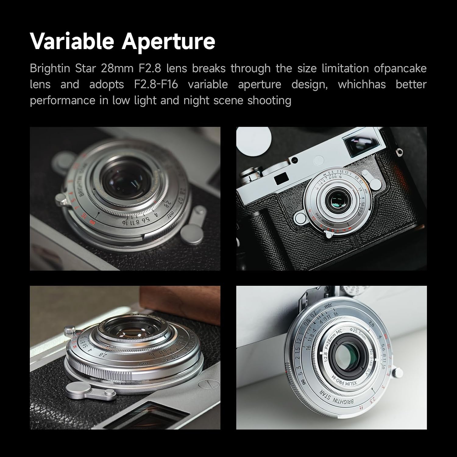 Brightin Star 28mm F2.8 Full Frame Manual Focus Lens for Leica-M Mount,Camera Lens Compatible with M2 M3 M4 M5 M6 M7 M8 M9 M9P M10 M262 M240 M240P M10P M10M(Silver) image 4