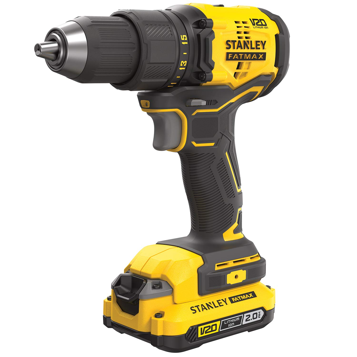 STANLEY FATMAX SFMCD710D2K-QW - TALADRO ATORNILLADOR V20 LI-ION 18V BRUSHLESS CON 2 BATERÍAS 2Ah, CARGADOR Y MALETÍN