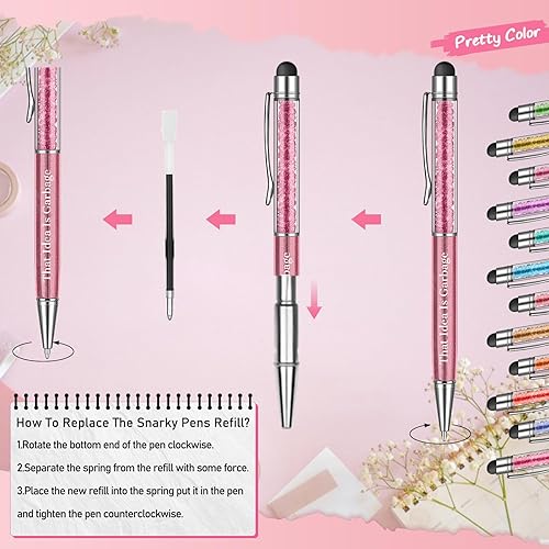 Miniatura 8 de Snarky - Bolígrafos divertidos de oficina, 12 bolígrafos de trabajo con citas sarcásticas negativas y sarcásticas divertidas con punta de lápiz