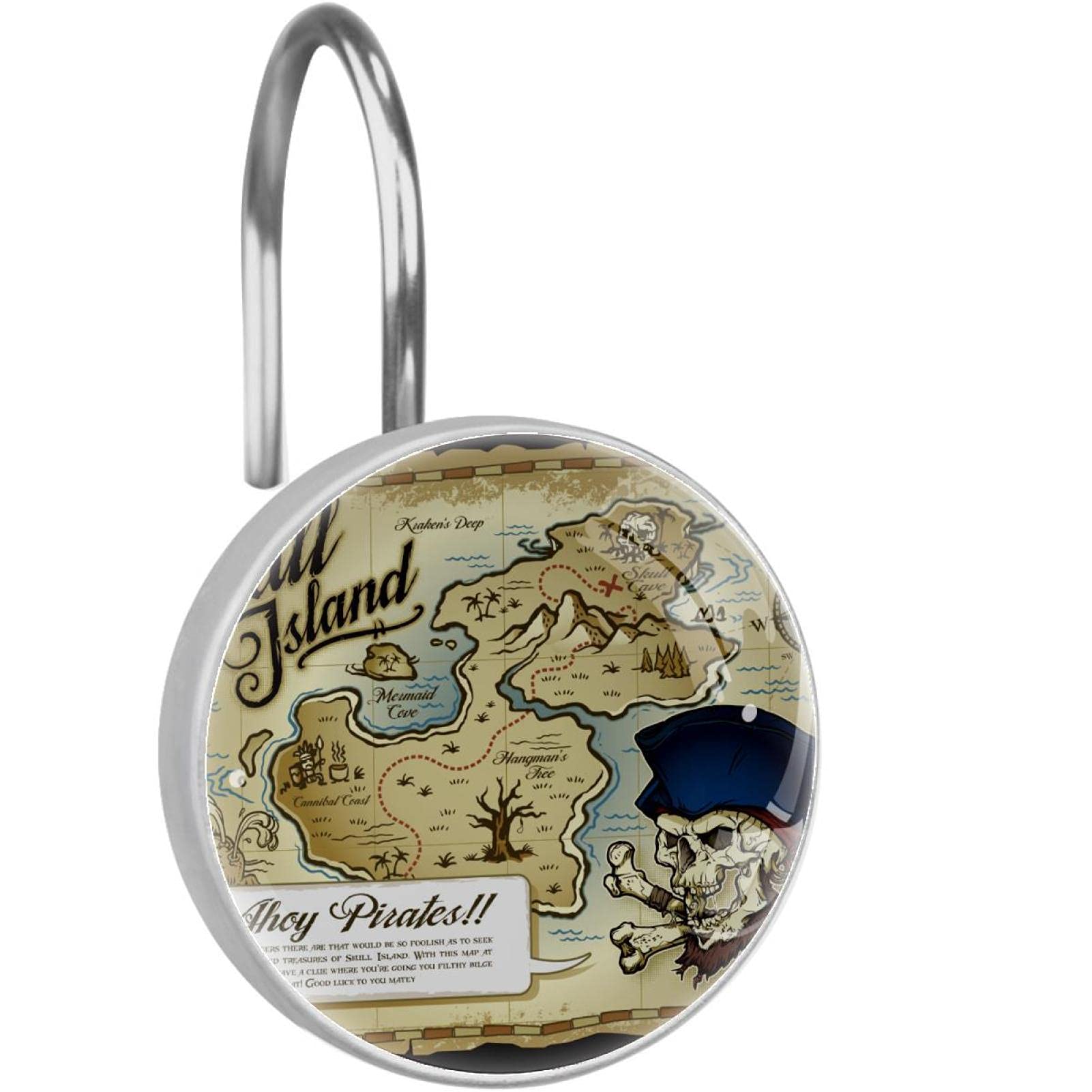 Anneaux de rideau de douche en acier inoxydable durable motif crâne