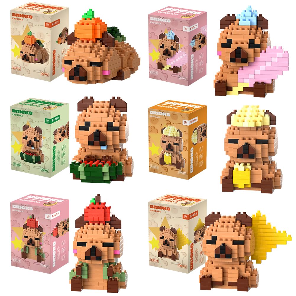 Spiritzohic Capybara Building Blocks Set, 6PCS DIY Blocks Micro Buildings Block Sets DIY Building Set 3D Puzzle Brick Creativity Bricks Micro Construction Bricks Gift for Birthday Carnival