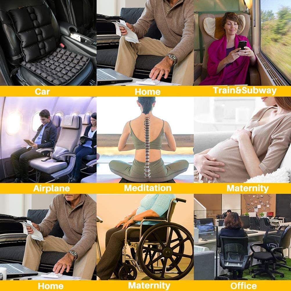 Hidyliu Cuscino Sedile Auto Guidatore Rialzare Ad Aria Per Alleviare la Schiena Sciatica Coccige Dolore Cuscino d'aria 3D Per Ufficio Casa Auto Sedia a Rotelle Grigio