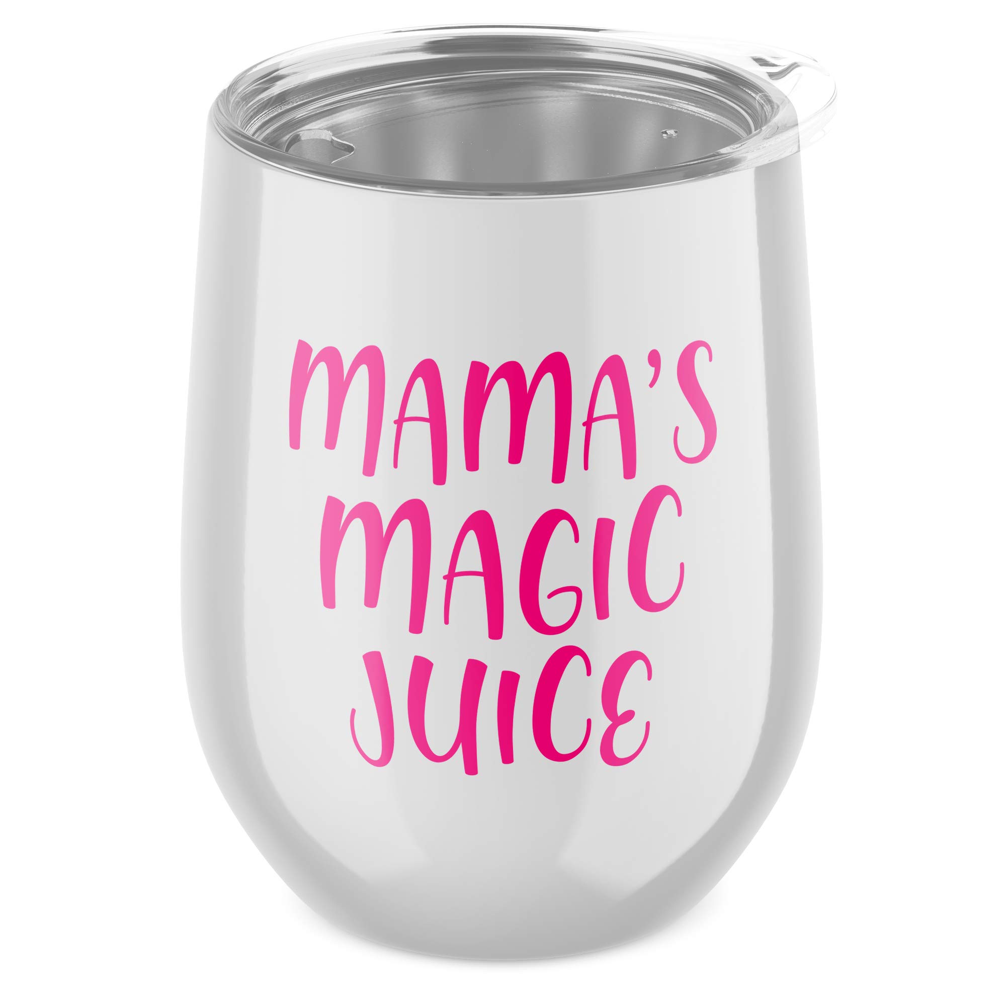 Womens Mama's Magic Juice Wine Tumbler - Wine Drinking Gifts for Mum - Travel Drinking Camp (Sky Blue)