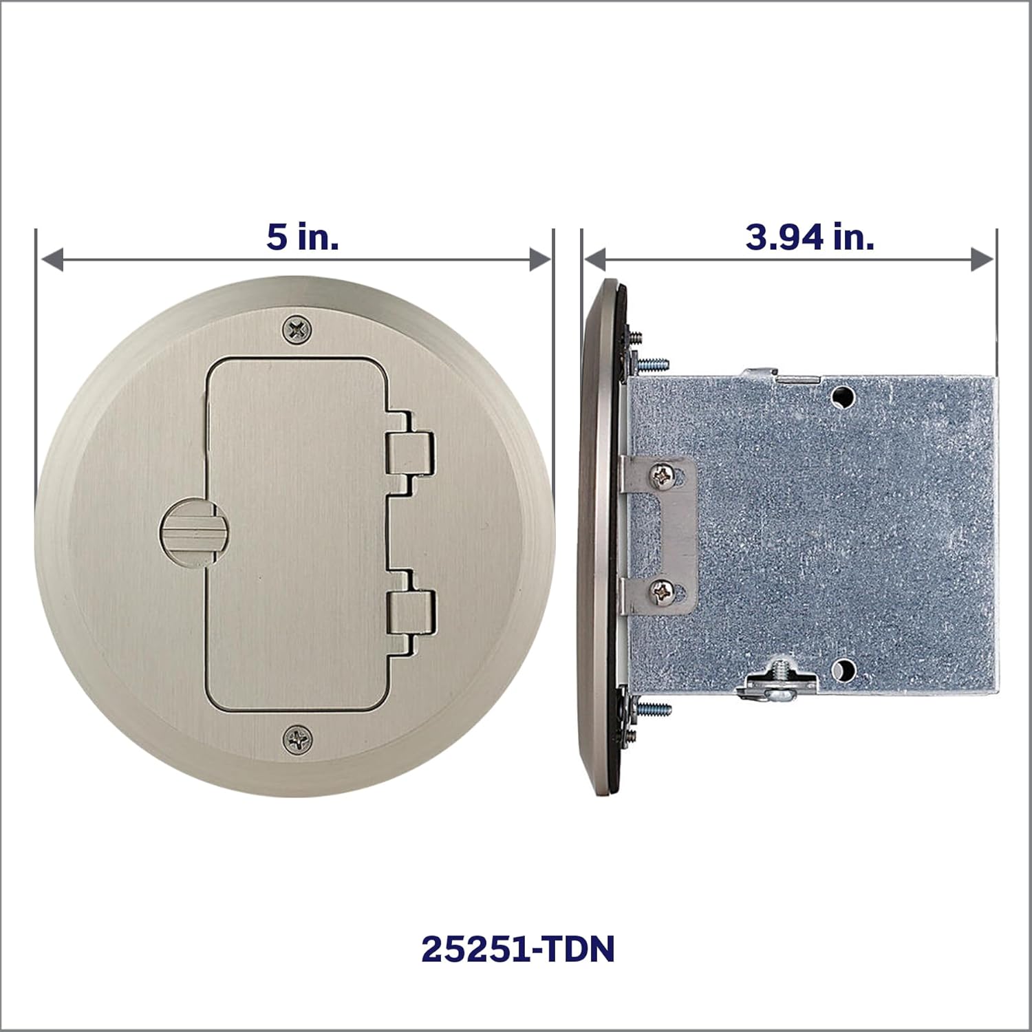 Leviton 15 Amp 1-Gang Floor Box Assembly, Commercial Grade, Tamper-Resistant, Self-Grounding, 25251-TDN, Nickel